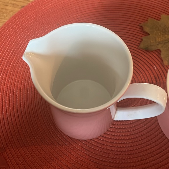 Vtg Mid Century Modern Mikasa Duplex Ben Seibel Pink/White Creamer & Sugar Set - Picture 2 of 6